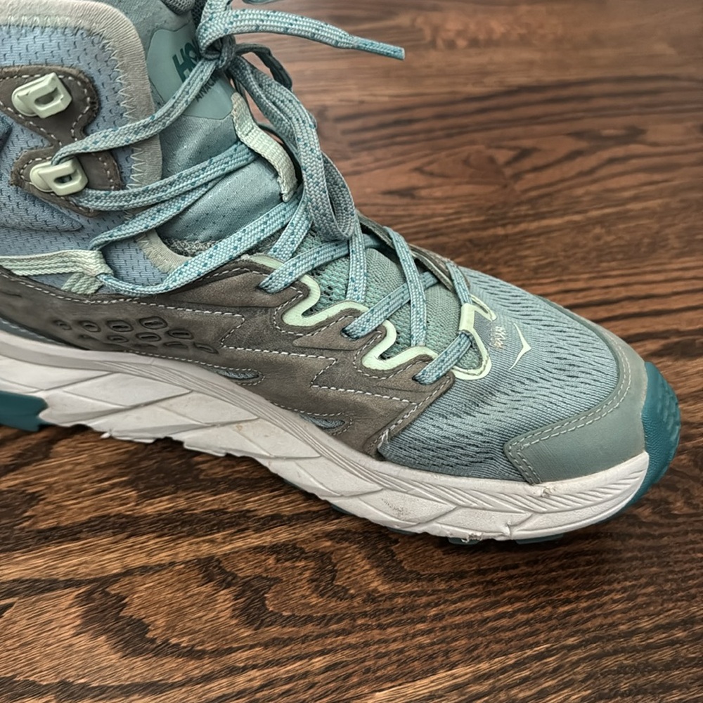 Hoka Women's Teal and Aqua Trail Running Shoes - Picture 4 of 16